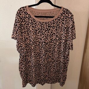 Torrid Black and Tan Leopard Print Short Sleeve Top 4X